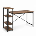 Scrivania con scaffale marrone e nero in pannello truciolare e acciaio 120 x 60 x 120 cm