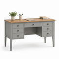 Scrivania tradizionale con 7 cassetti grigia e rovere in MDF rettangolare 140 x 60 x 75 cm