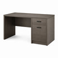 Scrivania da ufficio rettangolare grigio tortora in pannello truciolare 120 x 60 x 75 cm con cassetto e anta