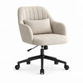 Sedia da ufficio girevole regolabile beige in poliestere con braccioli 64 x 65 x 88-98 cm