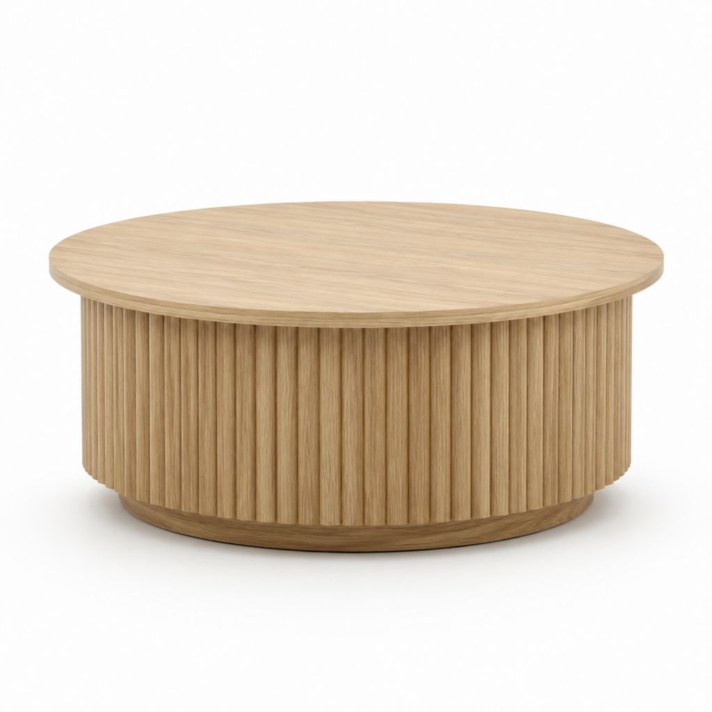 Tavolino da caffè rotondo rovere in MDF impiallacciato Ø80 x H40 cm