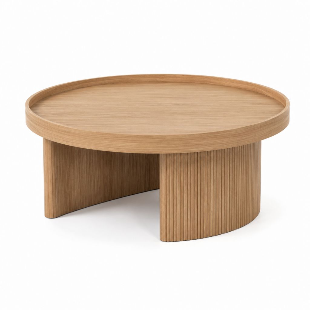 Tavolino da caffè rotondo Colore rovere in MDF impiallacciato 80 x 80 x 40 cm